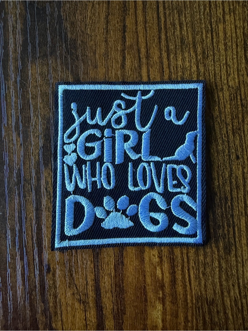 Just a Girl Who Loves Dogs Embroidered Patch - Blue